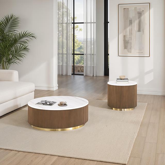 Furniture of America Virden FM47000BR-CR Round Cocktail Table IMAGE 2