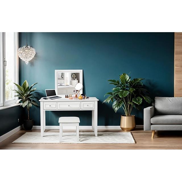 Furniture of America Naucalpan FM7456WH-V-SET Vanity with Stool IMAGE 2