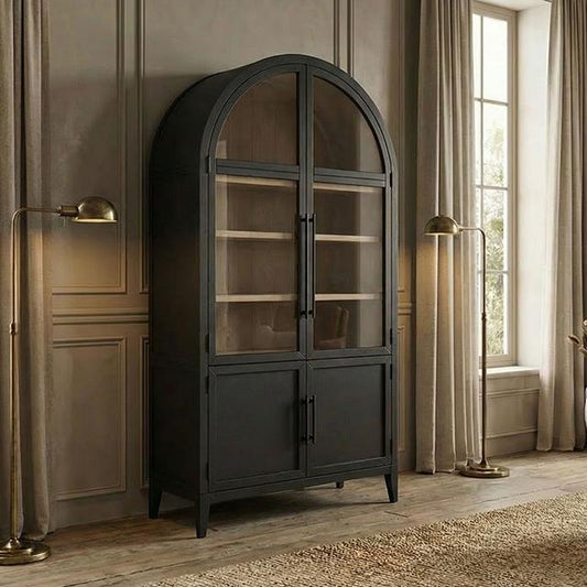 Furniture of America Minster FM-AC8029BK Arched Cabinet IMAGE 1