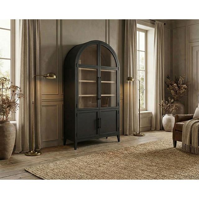 Furniture of America Minster FM-AC8029BK Arched Cabinet IMAGE 2