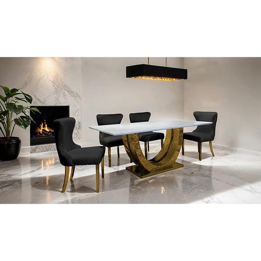 Furniture of America Portanova FM33003GD-T-7PC-15BK 7 Pc Dining Table Set IMAGE 1