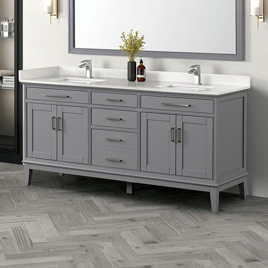 Furniture of America Almeria TM-CT005WH-72+05GY Vanity Set IMAGE 1
