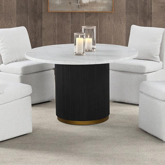 Furniture of America Varde FM3431WH-RT-TABLE Round Dining Marble Table IMAGE 1