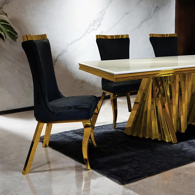 Furniture of America Basilicata FM33001GD-T-7PC-13GY 7 Pc Dining Table Set IMAGE 3