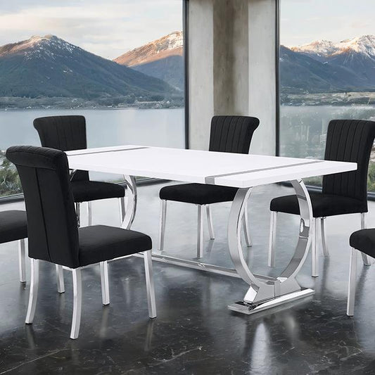 Furniture of America Holbaek FM37008SV-T 80" Dining Table IMAGE 1