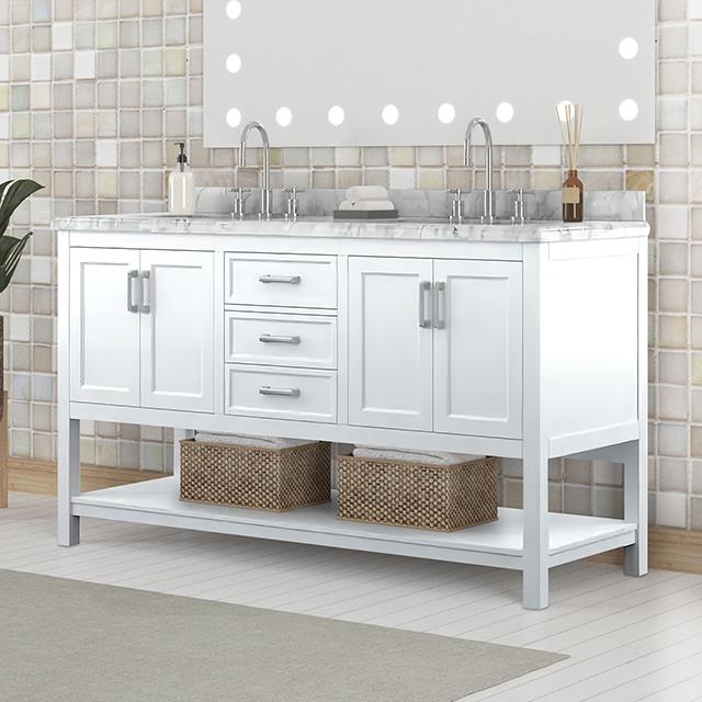 Furniture of America Reston TM-VS001WH-72 72" Vanity with Top/ Sink IMAGE 1