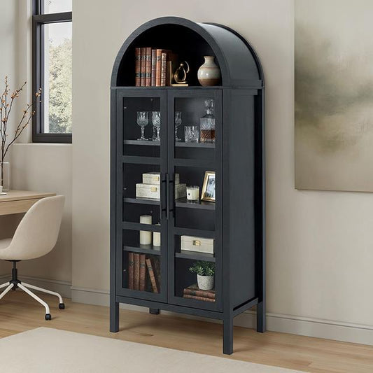 Furniture of America Gateshead SL-AC8001BK-3A Arched Cabinet IMAGE 1