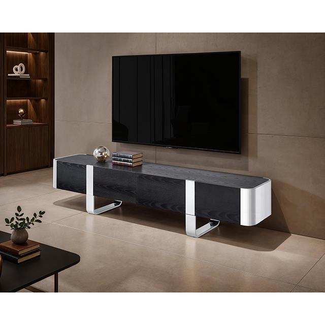 Furniture of America Leknes FM-AC8028SV-TV TV Stand Black with Silver Frame IMAGE 2