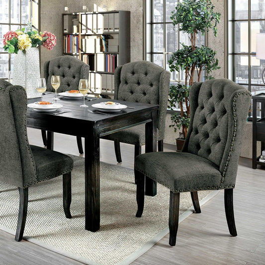Furniture of America Sania CM3324BK-T-84-GY-7PC 7 Pc Dining Table Set IMAGE 1