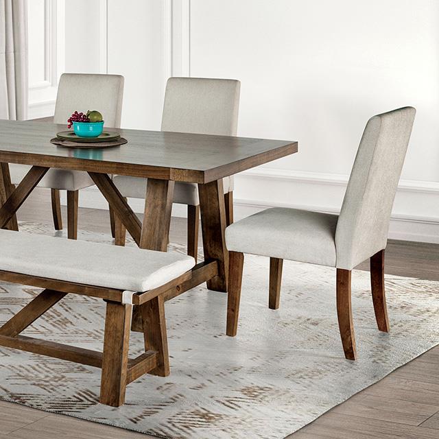 Furniture of America Losone FM3422BR-T-6PC-BN 6 Pc Dining Table Set with Bench IMAGE 6