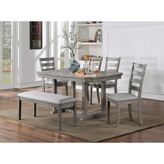 Furniture of America Laquila CM3542GY-T-6PC-BN 6 Pc Dining Table Set with Bench IMAGE 1