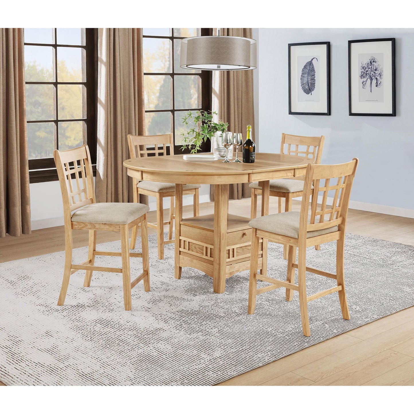 Coaster Furniture Lavon 106628 Oval 60-inch Counter Height Extension Dining Table - Light Oak IMAGE 15
