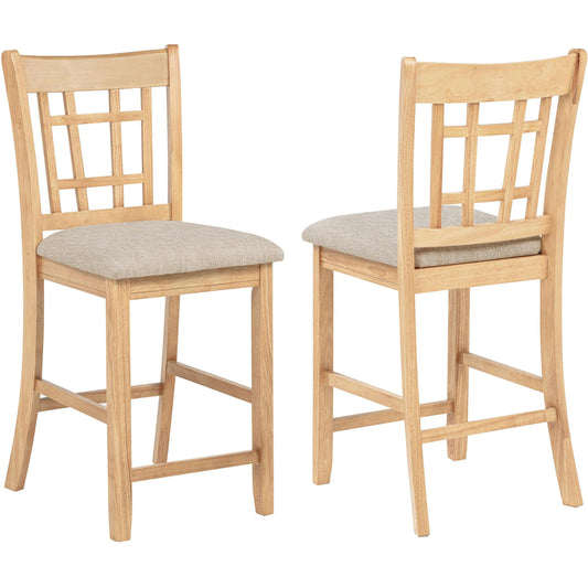 Coaster Furniture Lavon 106629 Set of 2 Wood Counter Height Dining Chair - Linen/Light Oak IMAGE 1