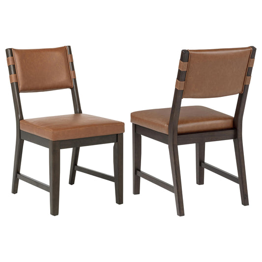 Coaster Furniture Tegan 107072 Set of 2 Faux Leather Upholstered Dining Side Chair - Cognac IMAGE 1