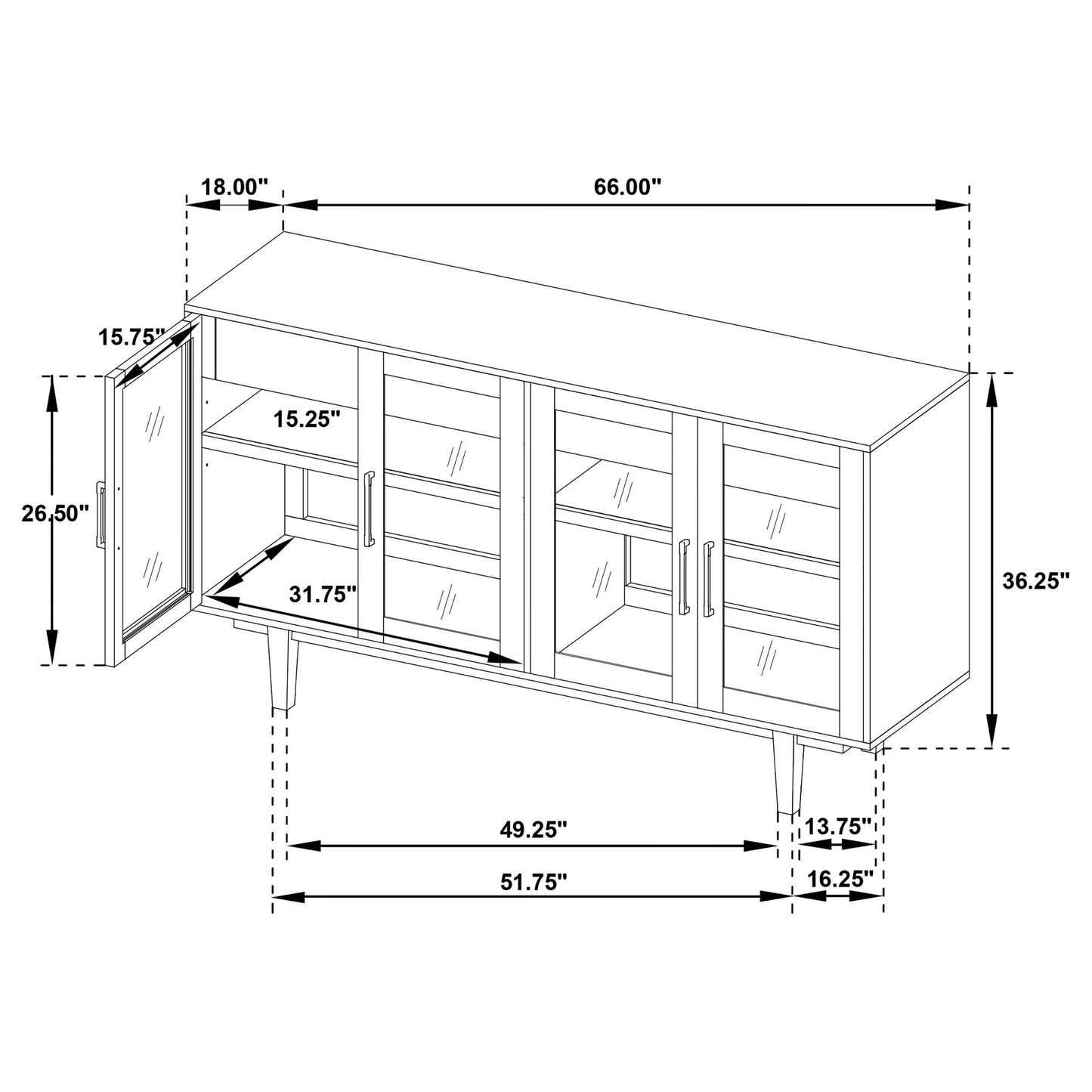 Coaster Furniture Middleton 108545NAT 4-door Sideboard Server with Dual Drawers - Natural IMAGE 17