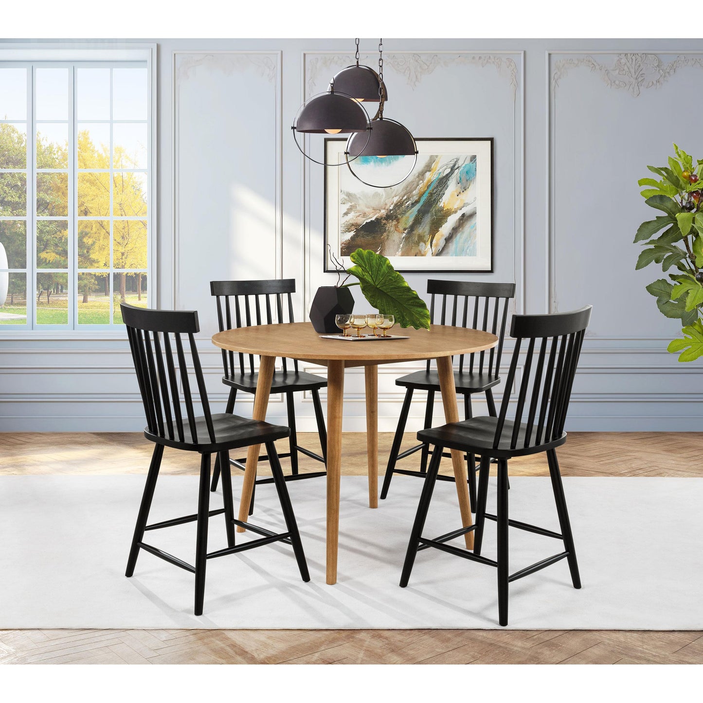 Coaster Furniture Andrews 122509BLK Set of 2 Windsor Counter Height Dining Side Chair - Black IMAGE 13