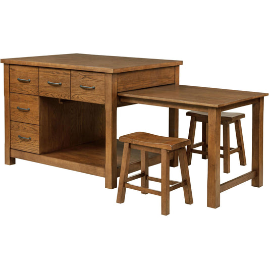 Coaster Furniture Mayfair 182446 3-piece Kitchen Island with Extension Table - Dark Oak IMAGE 1