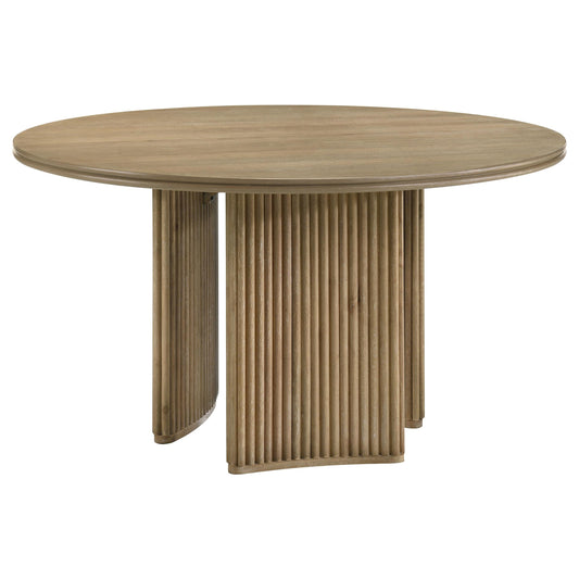 Coaster Furniture Adina 193610 53-inch Round Wood Dining Table - Distressed Light Brown IMAGE 1