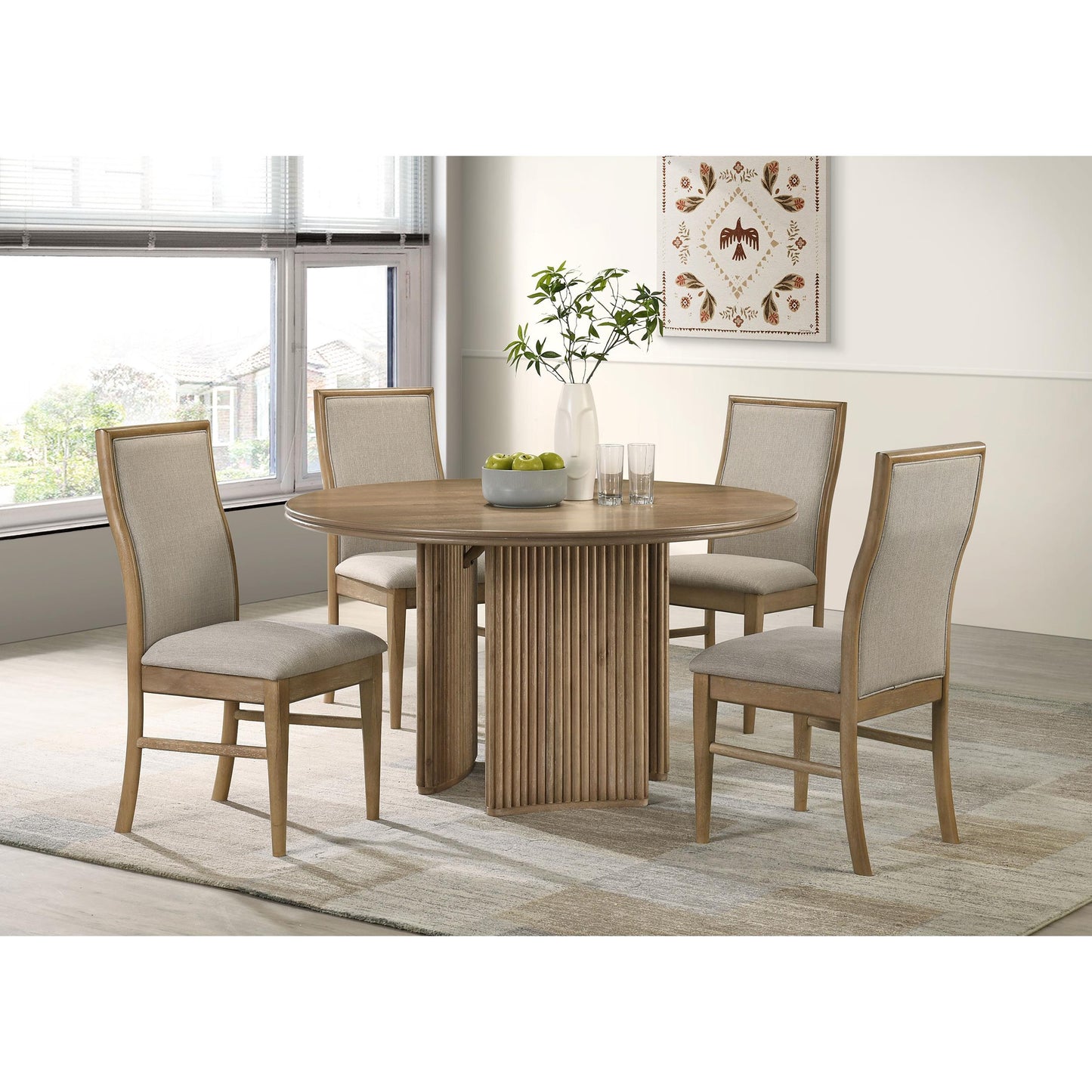 Coaster Furniture Adina 193610 53-inch Round Wood Dining Table - Distressed Light Brown IMAGE 10