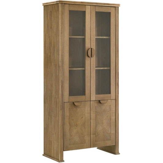Coaster Furniture Adina 193616 77-inch Tall Display Cabinet - Distressed Light Brown IMAGE 1