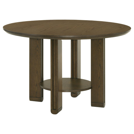 Coaster Furniture Ottowa 193660 47-inch Round Wood Dining Table with Shelf - Brown IMAGE 1