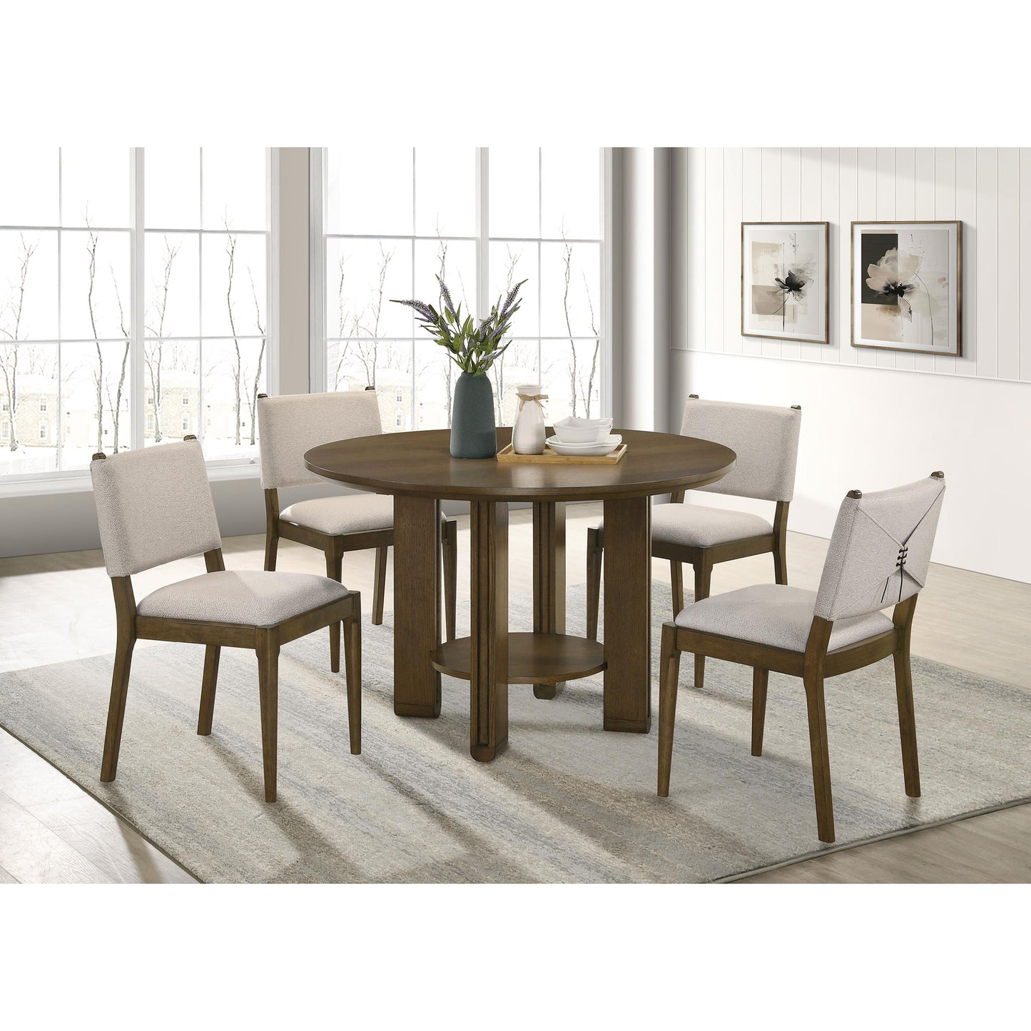 Coaster Furniture Ottowa 193660 47-inch Round Wood Dining Table with Shelf - Brown IMAGE 8