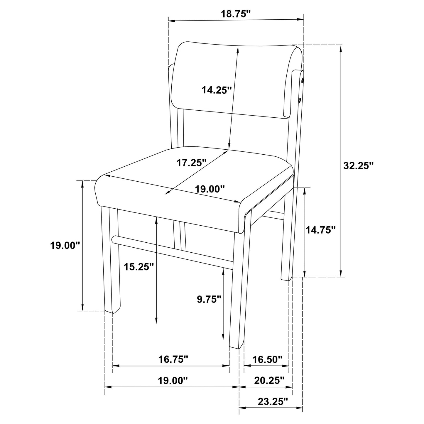 Coaster Furniture Kehoe 193922WAL Set of 2 Upholstered Dining Side Chair - Black/Walnut IMAGE 13