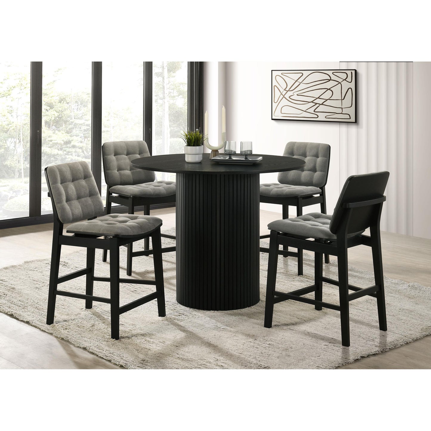 Coaster Furniture Hamlyn 193938BLK 43-inch Round Wood Counter Height Dining Table - Black IMAGE 10