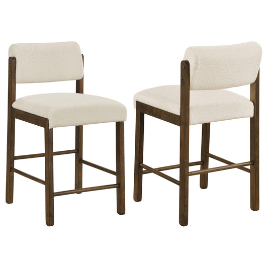 Coaster Furniture Kehoe 193939WAL Set of 2 Upholstered Counter Height Chair - Cream/Walnut IMAGE 1