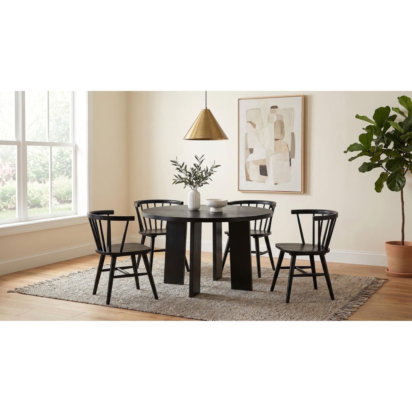 Coaster Furniture Strouse 193940BLK 47-inch Round Wood Dining Room Table - Black IMAGE 16
