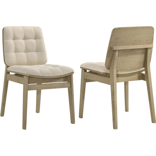 Coaster Furniture Redbridge 193952NAT Set of 2 Velvet Upholstered Side Chair - Cream/Natural Oak IMAGE 1