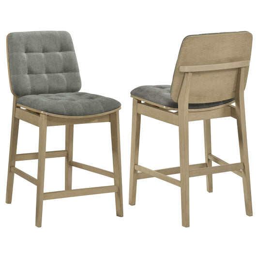 Coaster Furniture Redbridge 193969NAT Set of 2 Velvet Upholstered Counter Chair - Grey/Natural Oak IMAGE 1