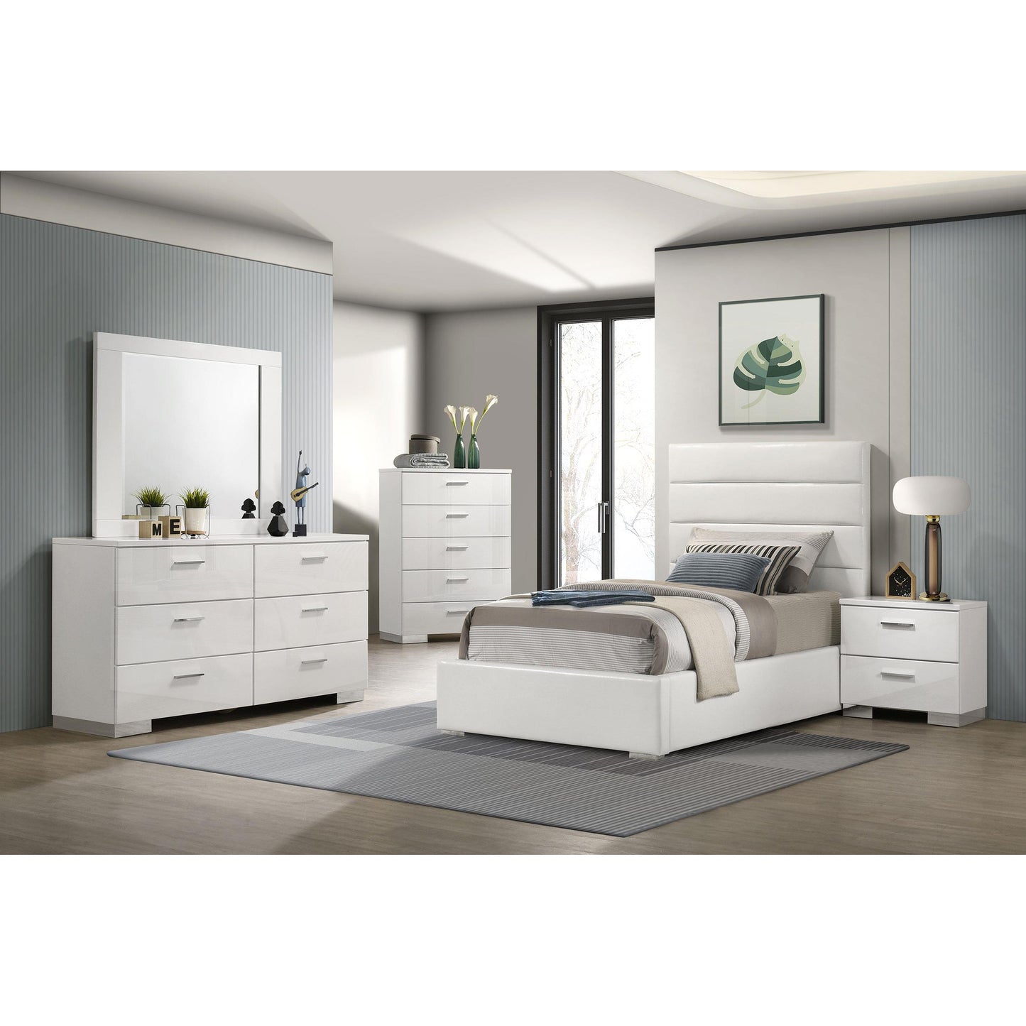 Coaster Furniture Felicity 203511T 53-inch Upholstered Twin Platform Bed - White IMAGE 10