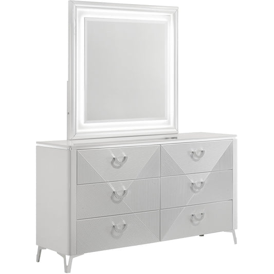 Coaster Furniture Cassia 215793M 6-drawer Dresser Cabinet with Mirror - White High Gloss IMAGE 1