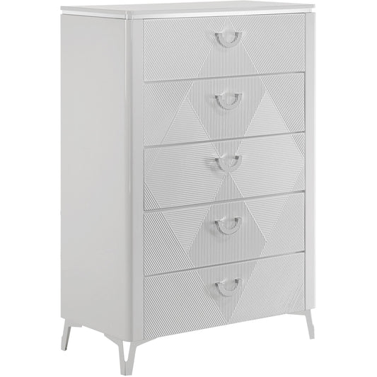 Coaster Furniture Cassia 215795 5-drawer Bedroom Chest - White High Gloss IMAGE 1