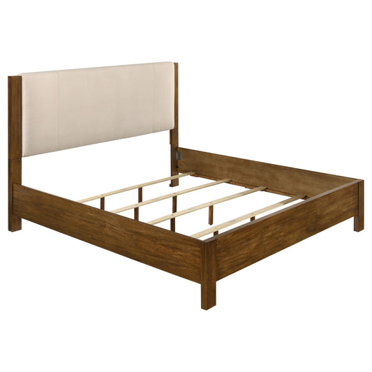 Coaster Furniture Adderley 215851KE Eastern King Wood Panel Bed - Cream/Warm Brown IMAGE 1