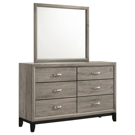Coaster Furniture Valen 215913M 6-drawer Bedroom Dresser and Mirror - Light Taupe IMAGE 1