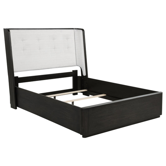 Coaster Furniture Leandro 222491Q 55-inch Queen Wingback Bed - Burnished Black IMAGE 1