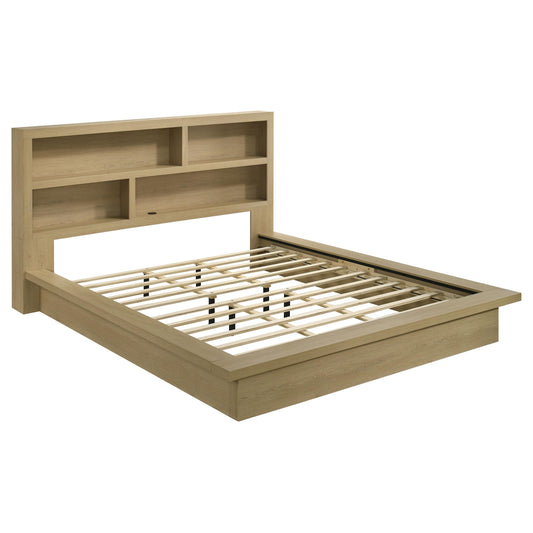 Coaster Furniture Hendricks 222650KE Eastern King Bookcase Headboard Platform Bed - Light Oak IMAGE 1