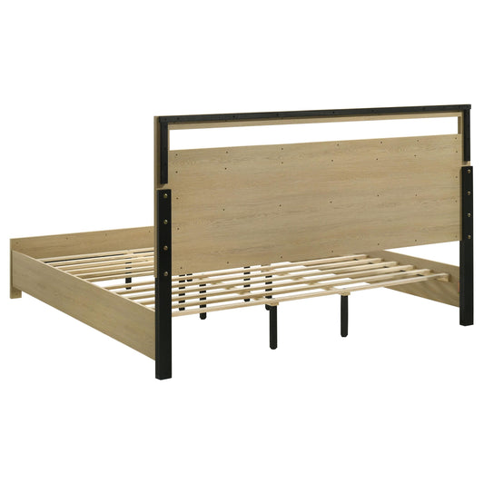Coaster Furniture Hendricks 222651KE Eastern King Panel Headboard Platform Bed - Light Oak IMAGE 1