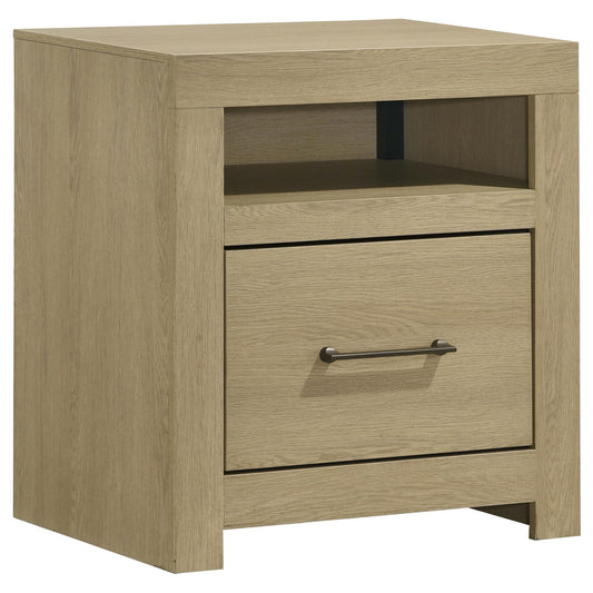 Coaster Furniture Hendricks 222652 1-drawer Nightstand Bedside Table with Cubby - Light Oak IMAGE 1