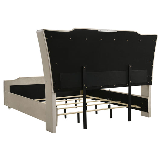 Coaster Furniture Lorient 222661KE Eastern King LED Upholstered Bed - Ivory/Camel IMAGE 1