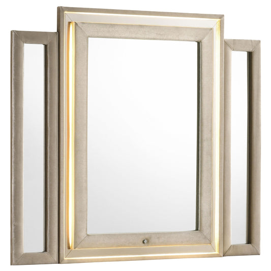 Coaster Furniture Lorient 222664 LED Dresser Mirror - Ivory/Camel IMAGE 1