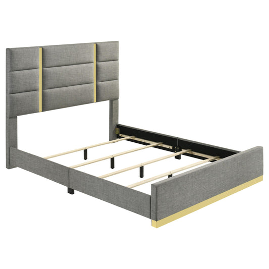 Coaster Furniture Ines 223091GRYQ 56-inch Fabric Upholstered Queen Panel Bed - Grey IMAGE 1