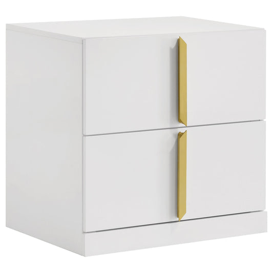 Coaster Furniture Ines 223092 2-drawer Nightstand Bedside Table - White High Gloss IMAGE 1