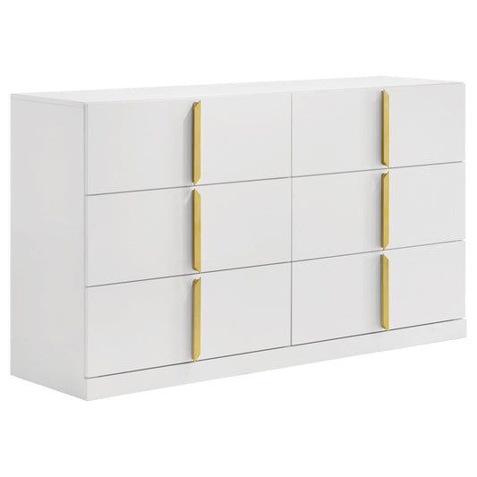 Coaster Furniture Ines 223093 6-drawer Bedroom Dresser Cabinet - White High Gloss IMAGE 1