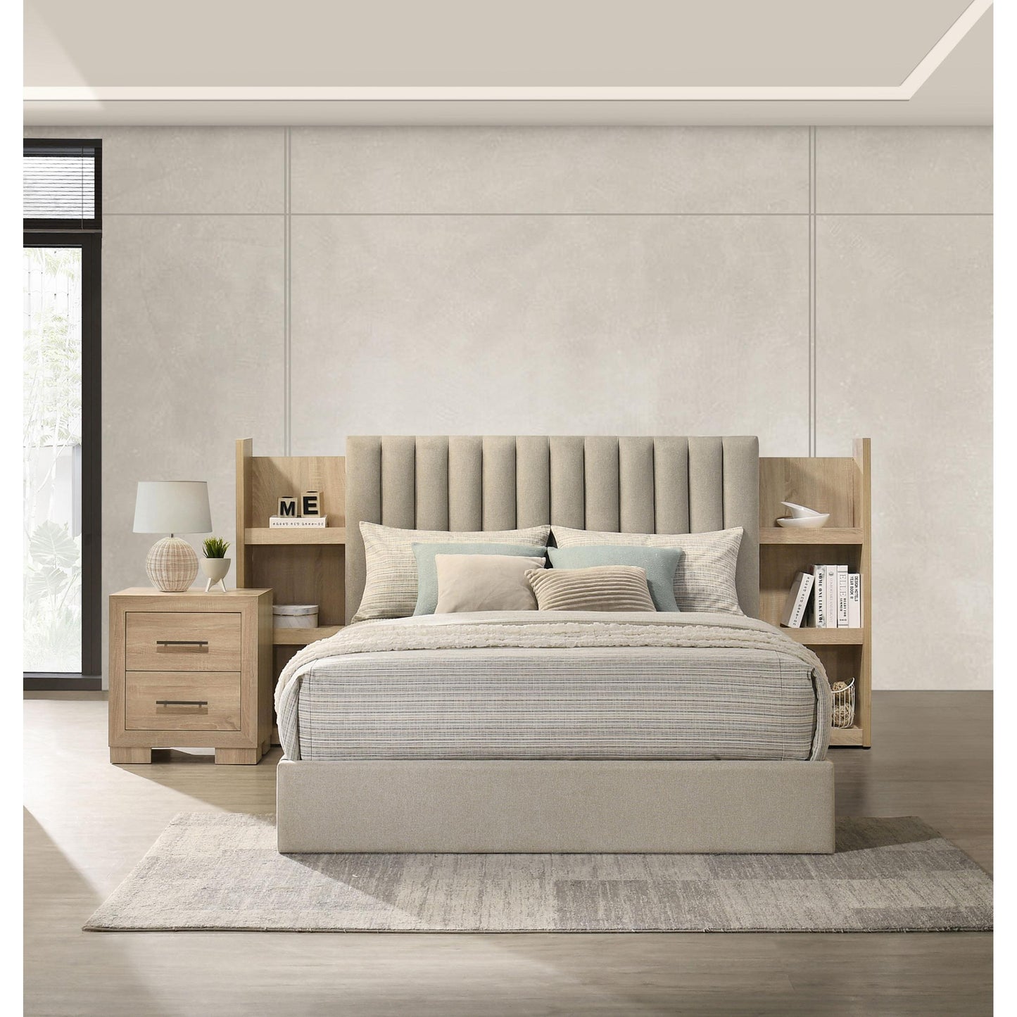 Coaster Furniture Arielle 223111KE Eastern King Bookcase Panel Storage Bed - Light Oak IMAGE 16
