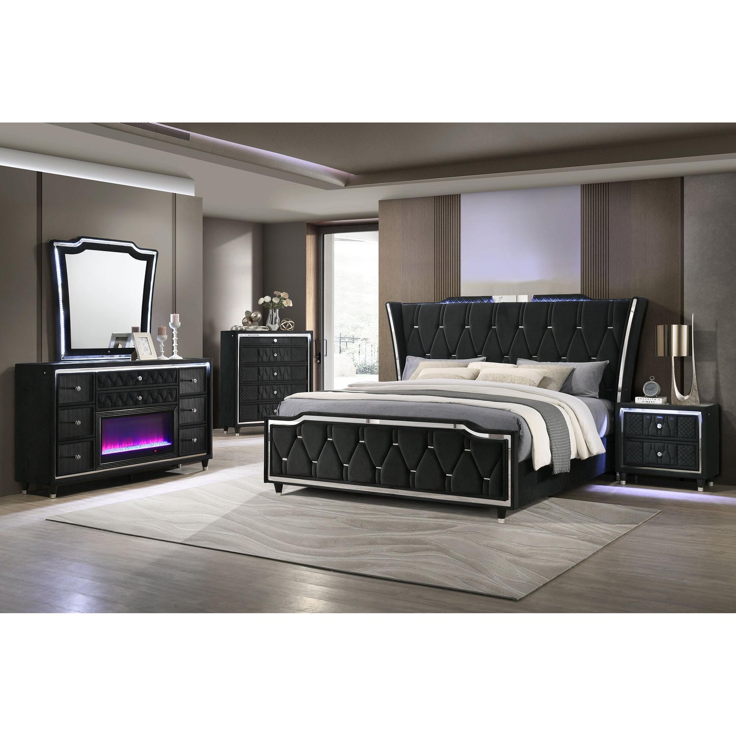 Coaster Furniture Lorient 223163 8-drawer LED Bedroom Dresser Cabinet - Black IMAGE 15