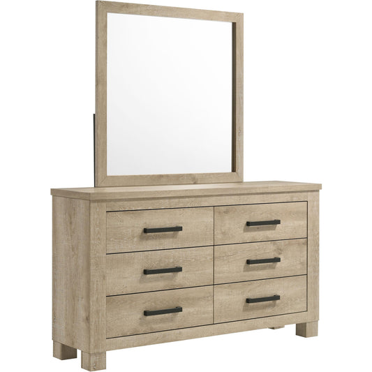 Coaster Furniture Oakglen 225103M 6-drawer Bedroom Dresser and Mirror - Weathered Oak IMAGE 1