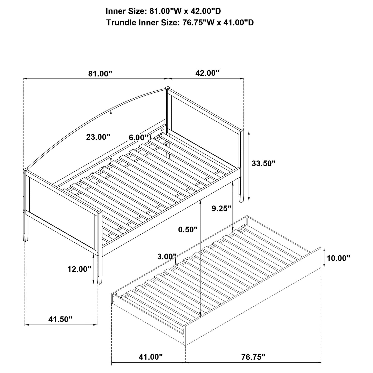 Coaster Furniture Bozeman 300686 Wood Twin Daybed With Trundle - Medium Walnut IMAGE 15